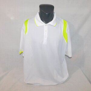 Antigua Desert Dry White Neon Yellow Golf Polo Shirt Xtra-lite Mens 2XL  **Read